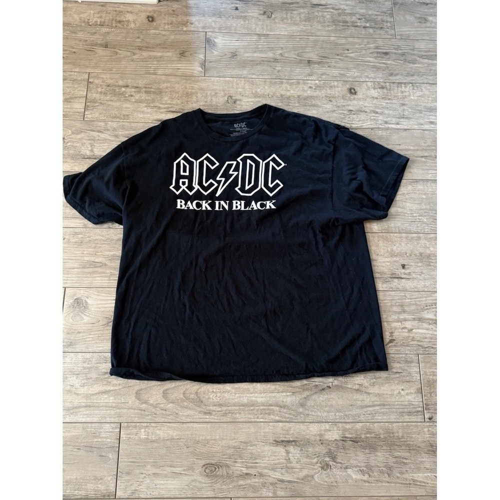 AC/DC "Back in Black" Men's T-Shirt Size 2XL Black Rock Band Graphic Tee